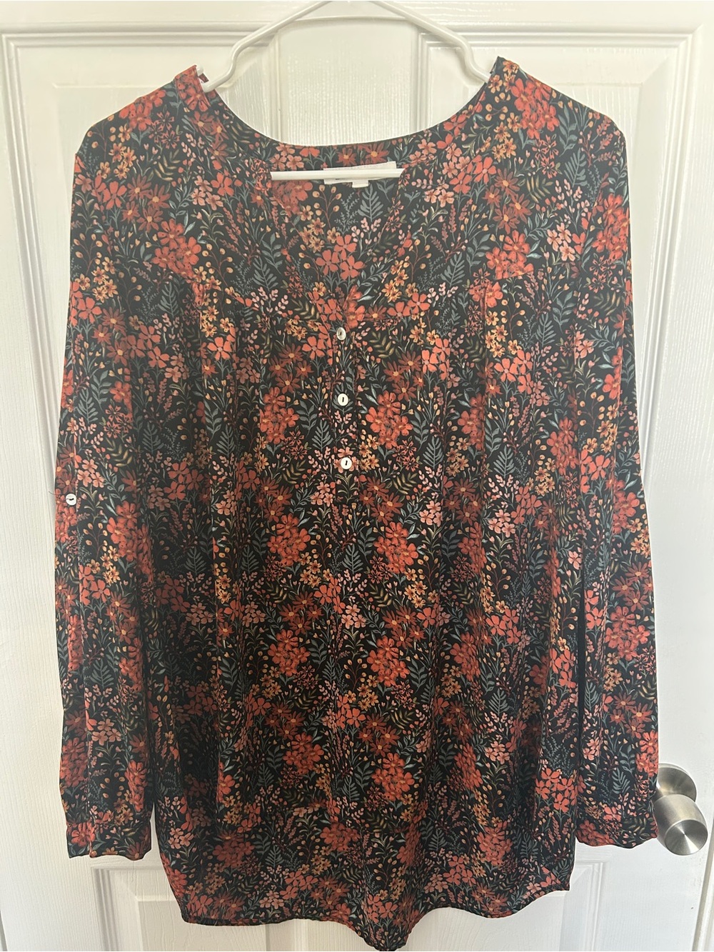 DR2 Black Tunic with Coral Floral Print
